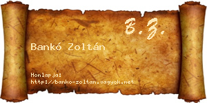 Bankó Zoltán névjegykártya